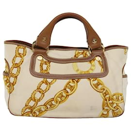 Céline-CELINE Boogie bag Hand Bag Canvas Leather Beige Yellow Auth yk12809-Beige,Yellow