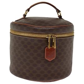 Céline-CELINE Macadam Canvas Vanity Hand Bag PVC Marron Auth 77198-Marron