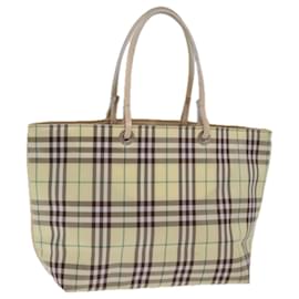 Burberry-BURBERRY Nova Check Tote Bag Nylon Beige Auth 76851-Beige