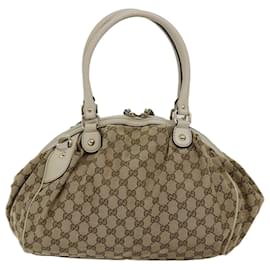 Gucci-GUCCI GG Canvas Hand Bag Beige 223974 auth 77030-Beige