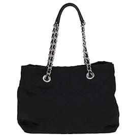 Prada-PRADA Chain Shoulder Bag Nylon 2way Black Auth 76803-Black