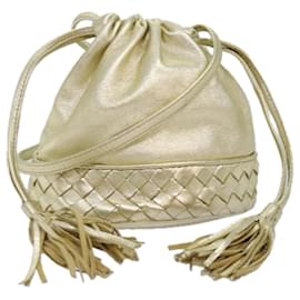 Autre Marque-BOTTEGA VENETA INTRECCIATO Shoulder Bag Leather Gold Auth yk12732-Golden