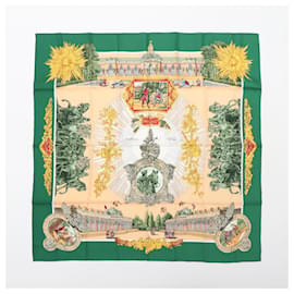 Hermès-foulard 90 Soie Sanssoucy Palace Vert-Vert