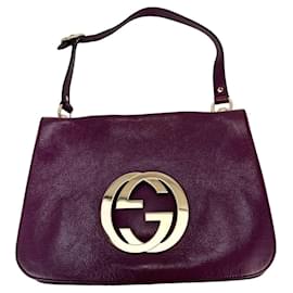 Gucci-Gucci Blondie Medium Purple Leather Flap Shoulder Bag-Purple