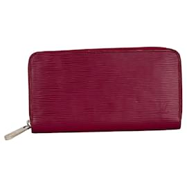 Louis Vuitton-LOUIS VUITTON Zippy Epi  Pink Leather Wallet Clutch-Pink