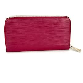Louis Vuitton-LOUIS VUITTON Zippy Epi  Pink Leather Wallet Clutch-Pink