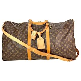 Louis Vuitton-LOUIS VUITTON Keepall Bandouliere 60 Monogram Duffle Bag Vintage Luggage-Brown