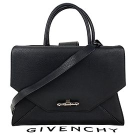 Bolsa de mão Givenchy Obsedia média em couro de bezerro preto texturizado Preto