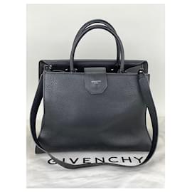 Givenchy-Givenchy Obsedia Medium Flap Black Pebbled calf leather Satchel Hand Bag 2 ways Preowned-Black