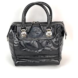 Gucci-GUCCI Dialux Snow Glam Black Canvas and Leather Boston Shoulder Bag-Black