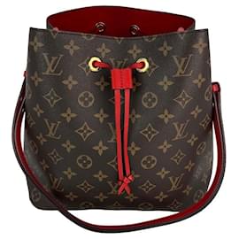 Louis Vuitton-LOUIS VUITTON Neonoe MM Monogram Coquelicot Rouge Sac seau-Marron