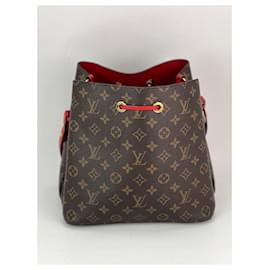 Louis Vuitton-LOUIS VUITTON Neonoe MM Monogram Coquelicot Rouge Sac seau-Marron