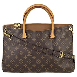 Louis Vuitton-Louis Vuitton  Pallas MM Monogram Canvas & Brown Leather Tote Shoulder Bag Pre owned-Brown