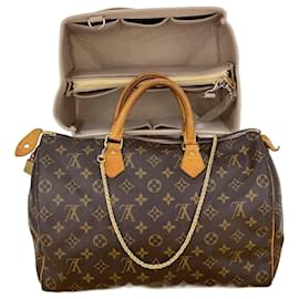 Louis Vuitton-Toile Monogram Louis Vuitton Speedy 35 Sac à Bandoulière Ajouté Insert & Chaîne M41107 D'occasions-Marron