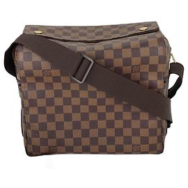 Borsa a tracolla da uomo Louis Vuitton in tela Damier Ebene Naviglio Marrone