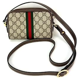 Gucci-Gucci GG Supreme Monogram Web Mini Ophidia Shoulder Bag-Brown