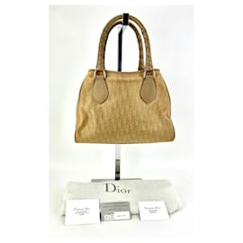 Christian Dior-Christian Dior Diorissimo petit sac cabas beige en toile-Marron