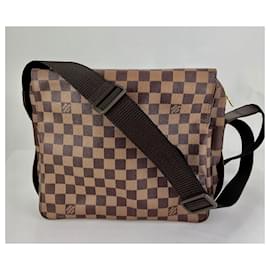 Louis Vuitton-Louis Vuitton Men's Damier Ebene Canvas Naviglio Shoulder Messenger Bag Briefcase-Brown
