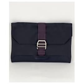 Hermès-HERMÈS Messenger Cityslide Pouch Evercolor Leather Indigo Blue Clutch Preowned-Blue