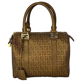 Fendi-Fendi Boston Gold Coated Canvas Hand Bag-Brown