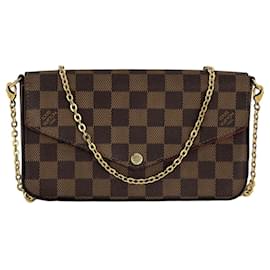 Louis Vuitton-LOUIS VUITTON Felicie Pochette Damier Ebene Pochette à bandoulière-Marron