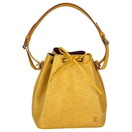 Louis Vuitton-Louis Vuitton Petit Noe Drawstring Epi Yellow Leather Bucket Bag-Yellow