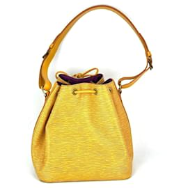 Louis Vuitton-Louis Vuitton Petit Noe Sac seau en cuir épi jaune à cordon-Jaune