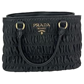 Prada-Prada Nappa Gaufre Black Leather Shoulder Crossbody Bag-Black