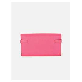 Hermès-HERMES Epsom Kelly Longue Rose Azalee Wallet  -Pink