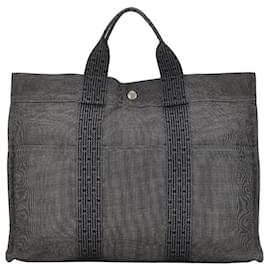 Hermès-Hermes Toile Herline MM Tote Canvas Tote Bag in Good condition-Grey