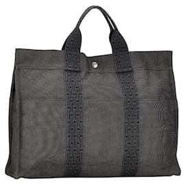 Hermès-Hermes Toile Herline MM Tote Canvas Tote Bag in Good condition-Grey