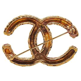 Chanel-Broche Chanel CC Logo Broche en métal en bon état-Doré