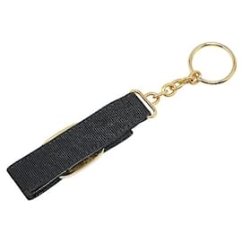 Salvatore Ferragamo-Salvatore Ferragamo Canvas Vara Bow Key Ring Metal Key Chain 22 3055 in good condition-Black