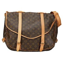 Louis Vuitton-Louis Vuitton Saumur 43 Sac bandoulière en toile M42252 en bon état-Marron