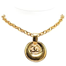 Chanel-Collier chaîne ronde Chanel CC Collier en métal en bon état-Doré