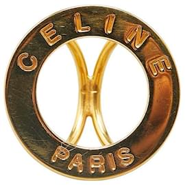 Céline-Bague foulard logo Celine Bague foulard en métal en bon état-Doré