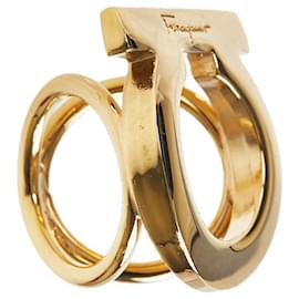 Salvatore Ferragamo-Salvatore Ferragamo Gancini Bague écharpe Bague écharpe en métal 0171487 en bon état-Doré