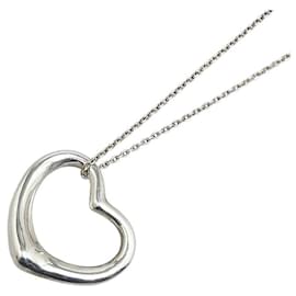 Tiffany & Co-Tiffany & Co Silver Open Heart Necklace  Metal Necklace in Fair condition-Silvery