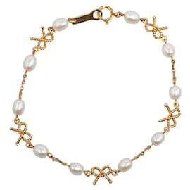 Tasaki-TASAKI 18K Pearl Ribbon Bracelet Metal Bracelet in Excellent condition-Golden