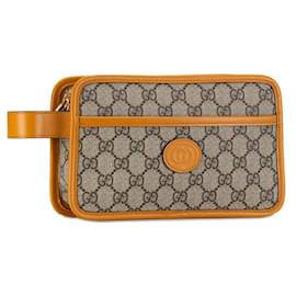 Gucci-Gucci GG Supreme  Travel Pouch Canvas Clutch Bag 625764 in excellent condition-Brown