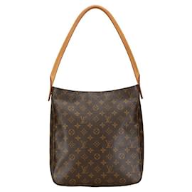 Louis Vuitton-Louis Vuitton Looping GM Sac à bandoulière en toile M51145 en bon état-Marron