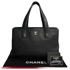 Chanel-Sac cabas en cuir Caviar CC de Chanel en très bon état-Noir