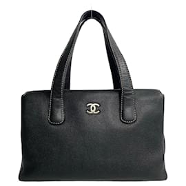 Chanel-Sac cabas en cuir Caviar CC de Chanel en très bon état-Noir