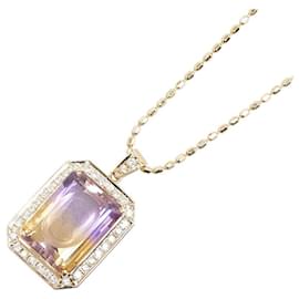 Tasaki-TASAKI 18K Ametrine Diamond Necklace Metal Necklace in Excellent condition-Golden