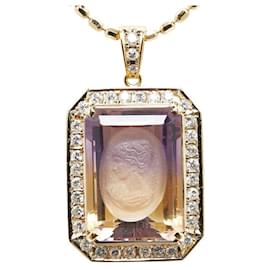 Tasaki-TASAKI 18K Ametrine Diamond Necklace Metal Necklace in Excellent condition-Golden