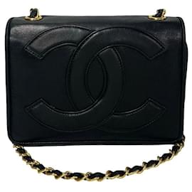 Chanel-Chanel CC Mania Flap Crossbody Bag  Leather Crossbody Bag in Good condition-Black
