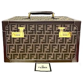 Fendi-Fendi Zucca Canvas Vanity Box Canvas Handbag in Good condition-Brown