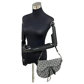 Dior-Dior Oblique Saddle Bag  Canvas Handbag in Good condition-Black