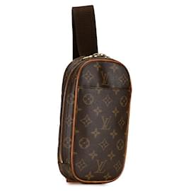 Louis Vuitton-Louis Vuitton Pochette Gange Canvas Belt Bag M51870 in good condition-Brown