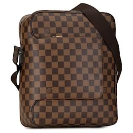 Louis Vuitton-Louis Vuitton Damier Olaf MM Brown PVC Leather Shoulder Bag N41441 in Very Good Condition-Brown